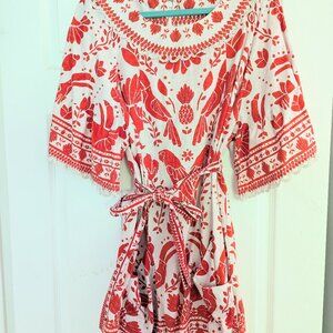 Farm Rio jungle flow linen blend mini dress